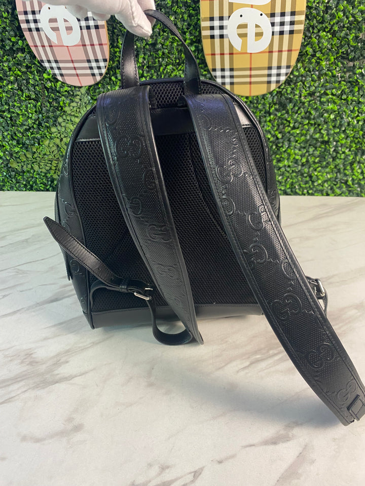 Gucci Black GG Embossed Leather Medium Backpack (4147)