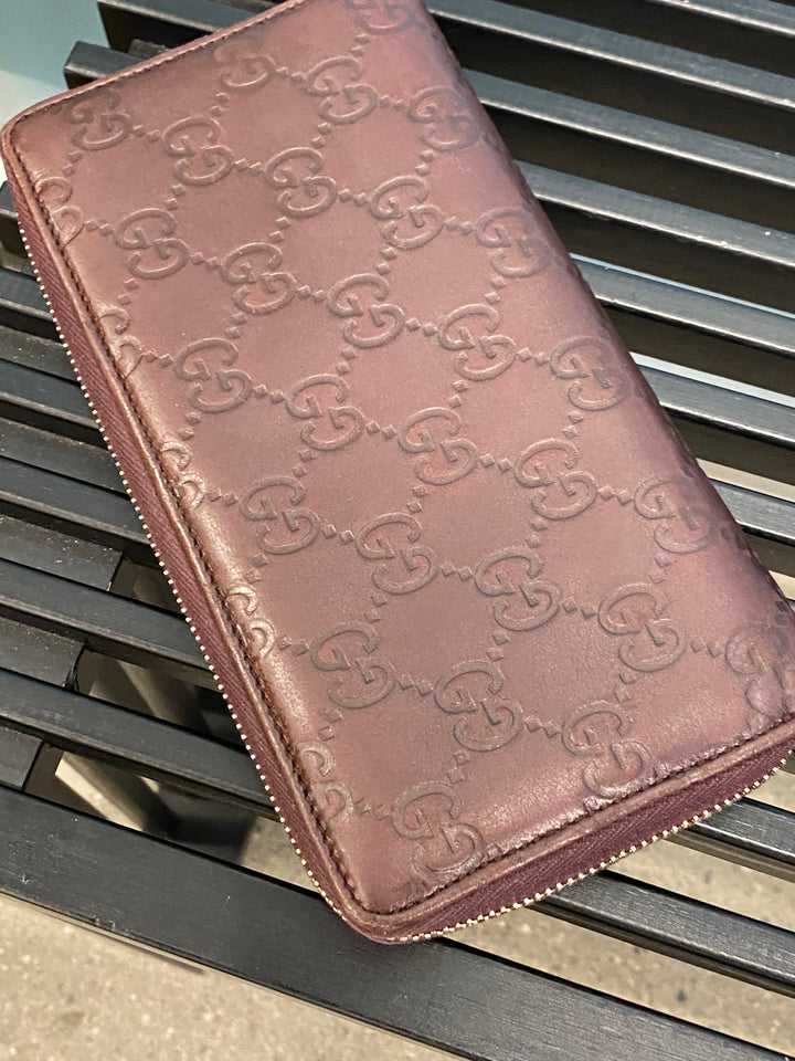 Gucci Burgundy Guccissima Zippy Wallet (1827)