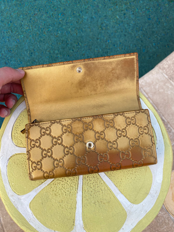 Gucci Gold Guccissima Heart Long Wallet (3867)