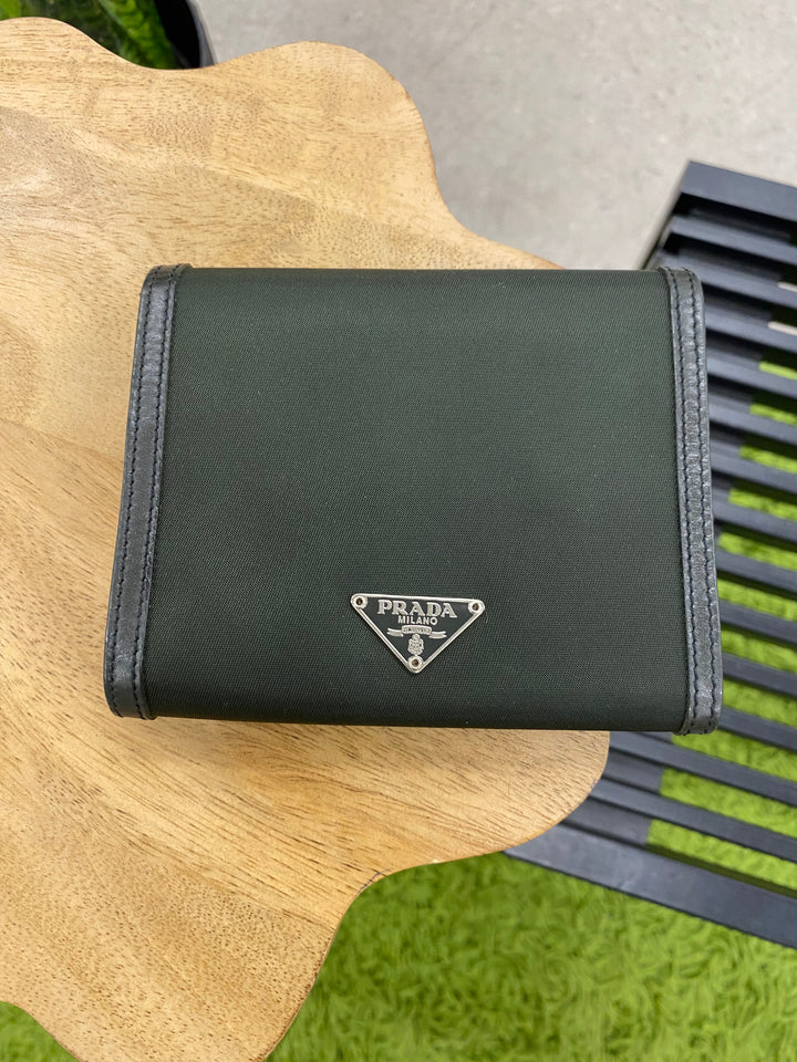 Prada Black Nylon Compact Wallet (8783)