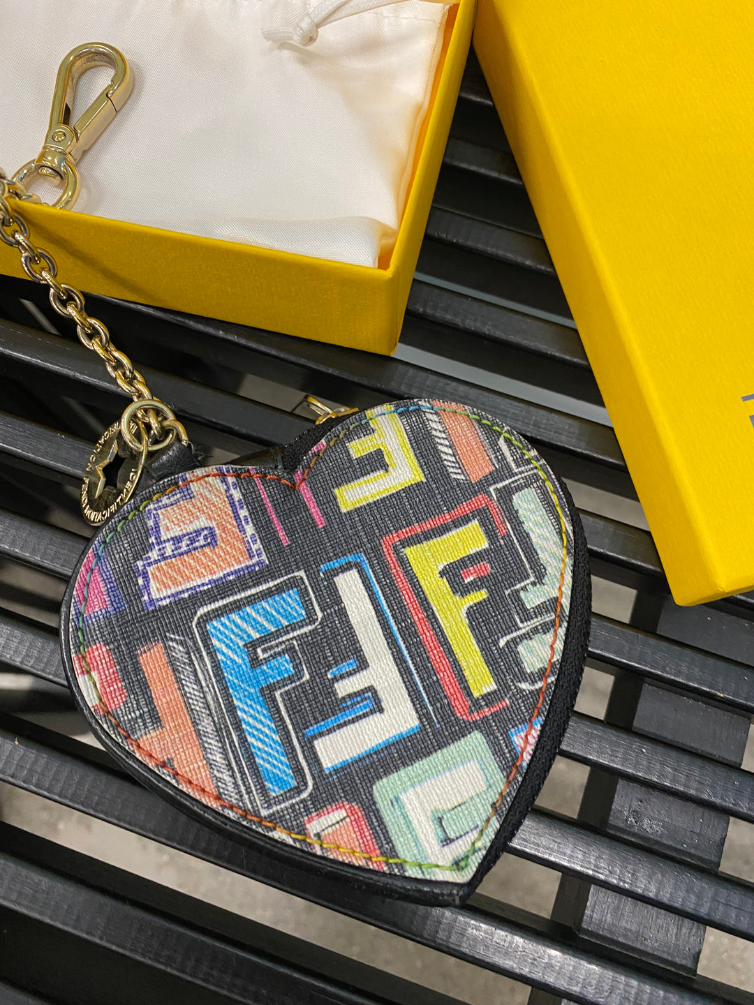 Fendi Multicolor Zucca Heart Coin Pouch (8987)