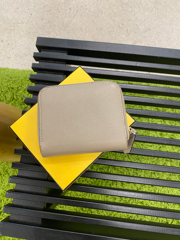 Fendi Taupe Leather Compact Wallet (5898)