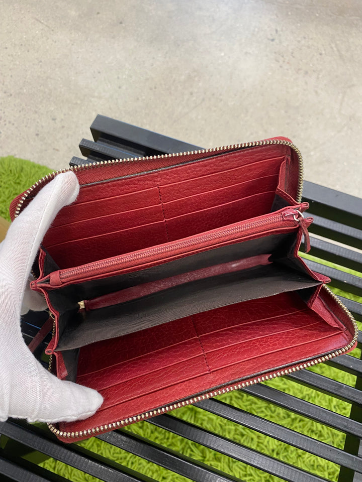 Gucci Burgundy Sukey Guccissima Zippy Wallet (3853)