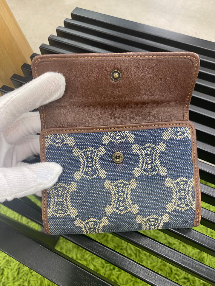 Celine Denim Triomphe Compact Wallet (6458)