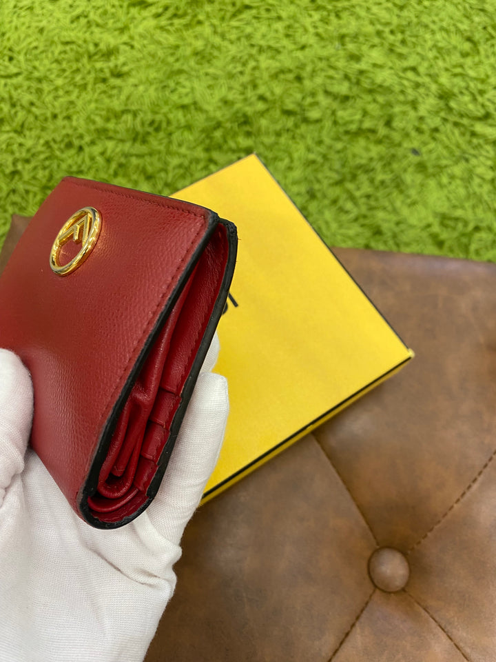 Fendi Red Leather Compact Wallet (9564)