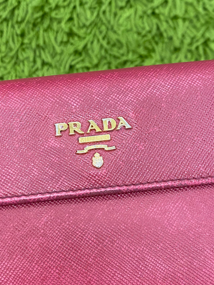 Prada Red Saffiano Long Wallet (8790)
