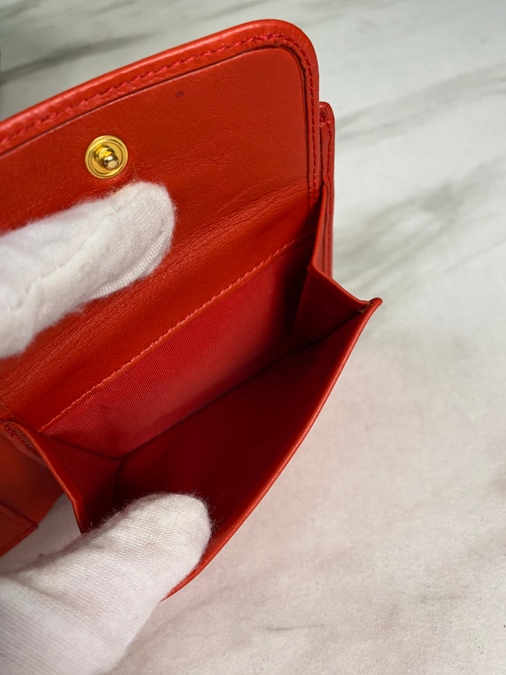 Christian Dior Red Leather Billfold Wallet (7459)