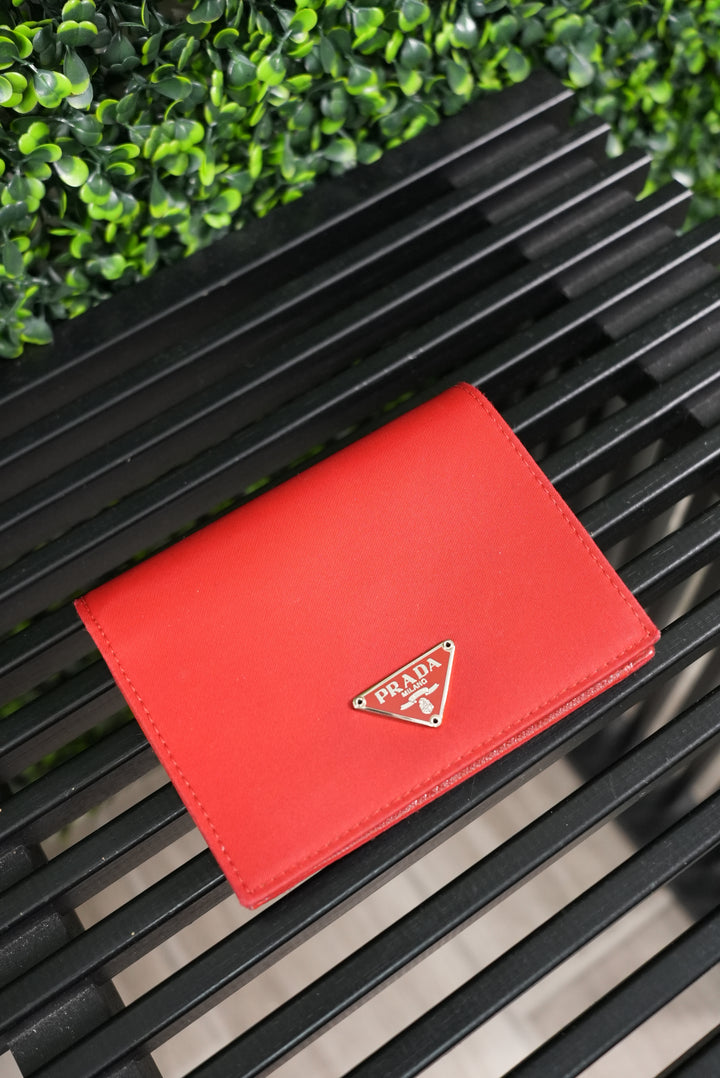 Prada Red Nylon Compact Wallet (442)