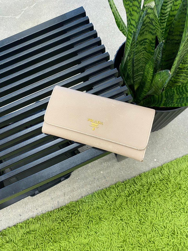 Prada Beige Saffiano Long Wallet (4027)