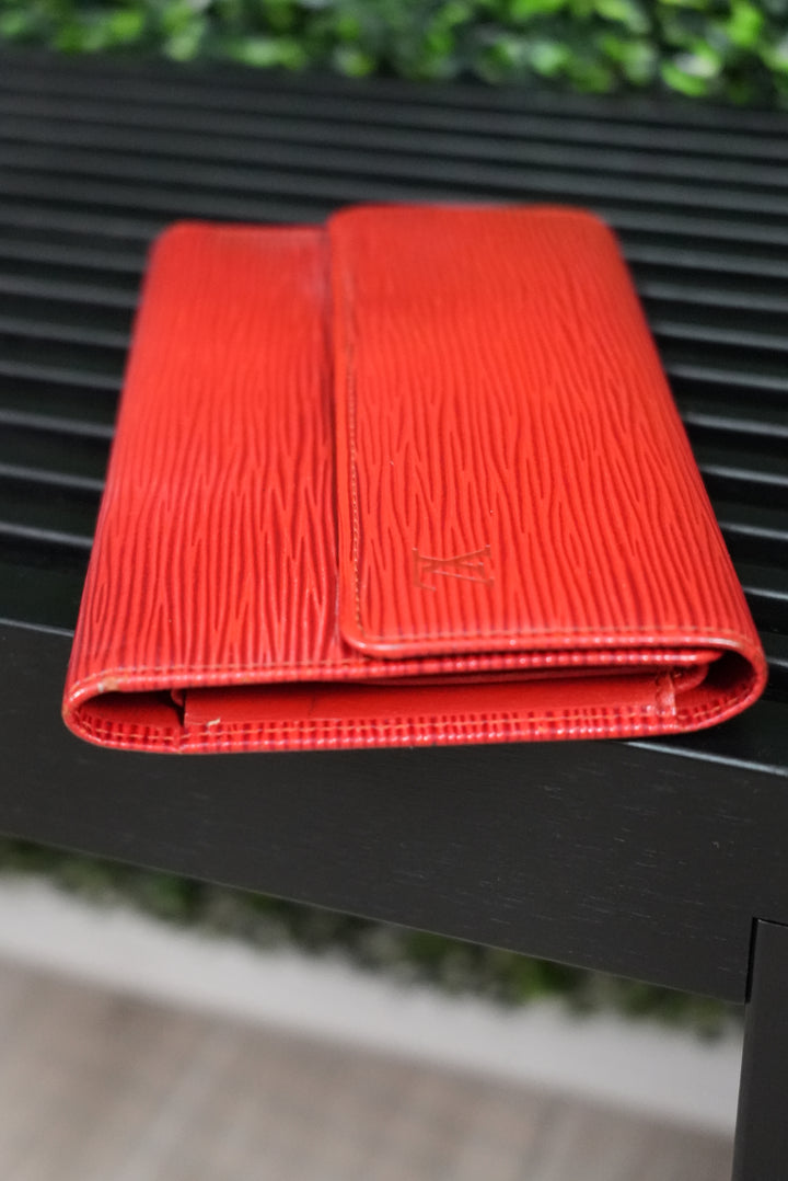 Louis Vuitton Red Epi International Long Wallet (801)