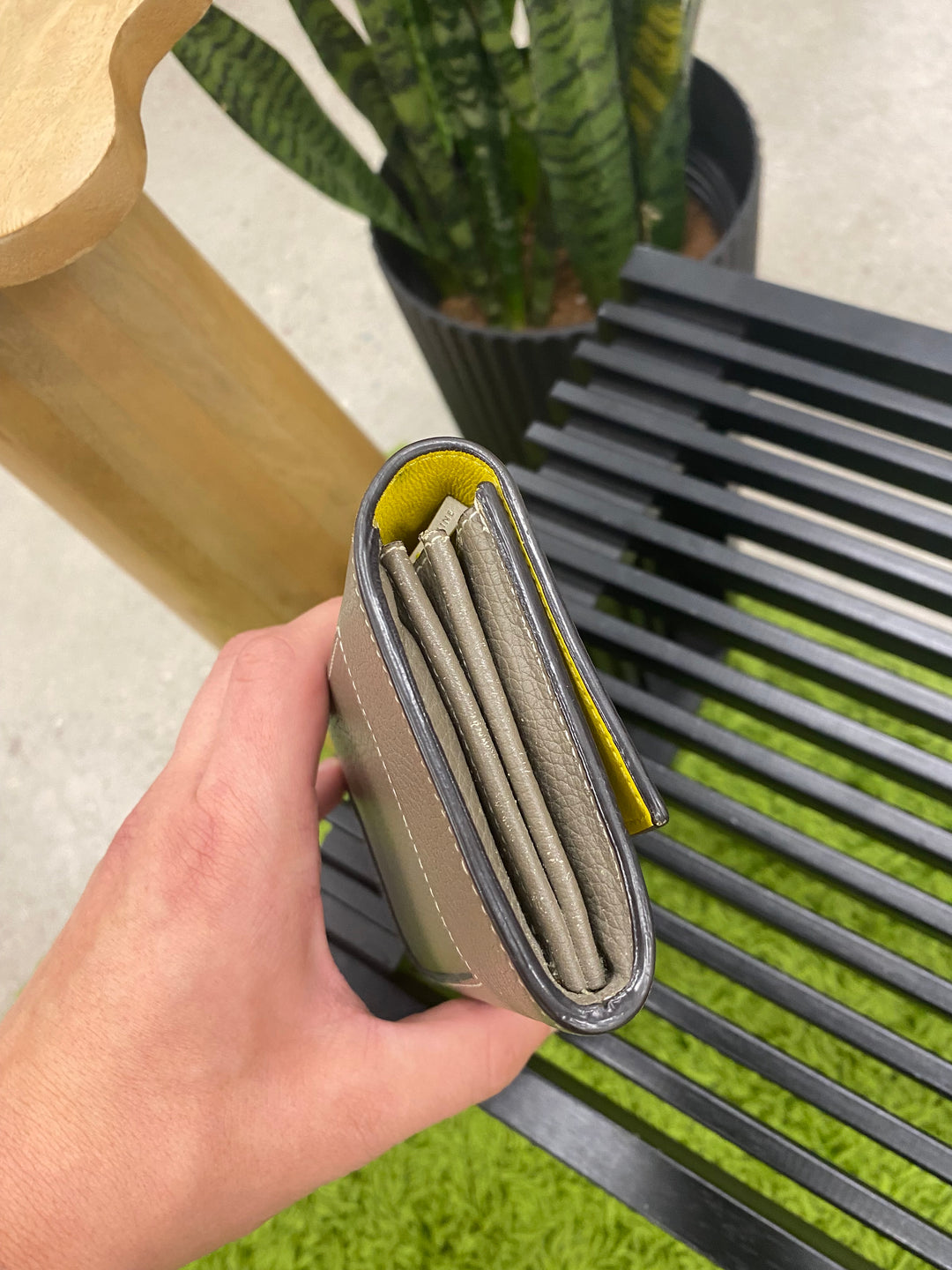 Celine Grey Leather Double Snap Long Wallet (3354)