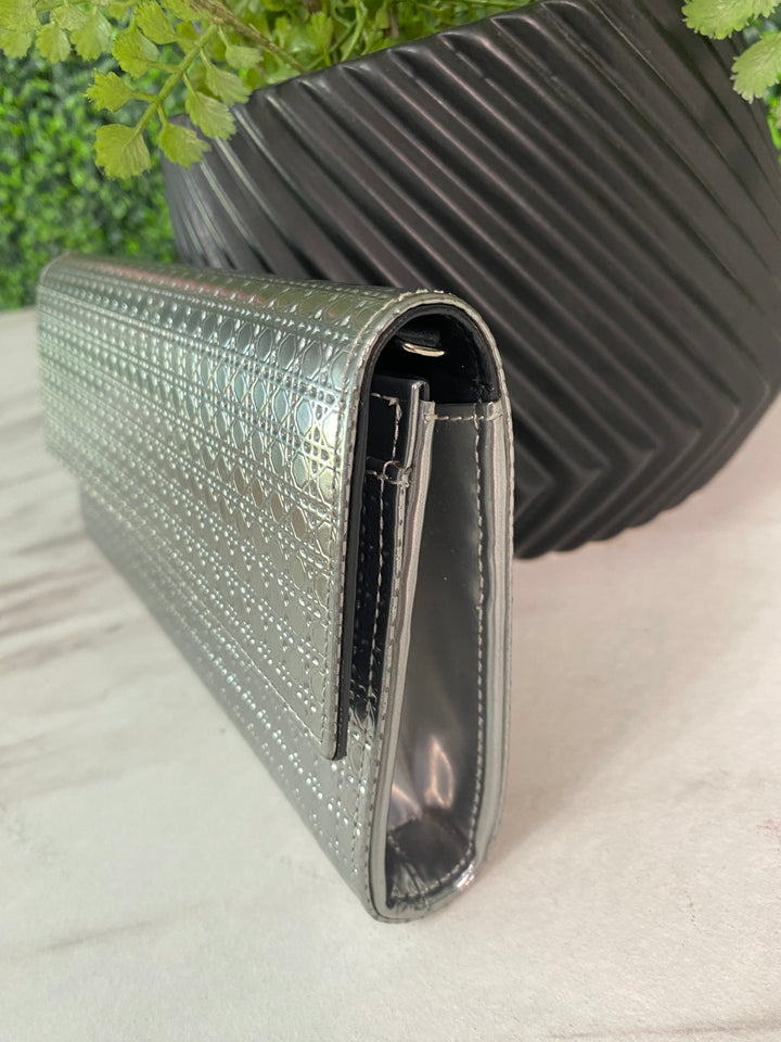 Christian Dior Metallic Calfskin Micro-Cannage Wallet (7262)