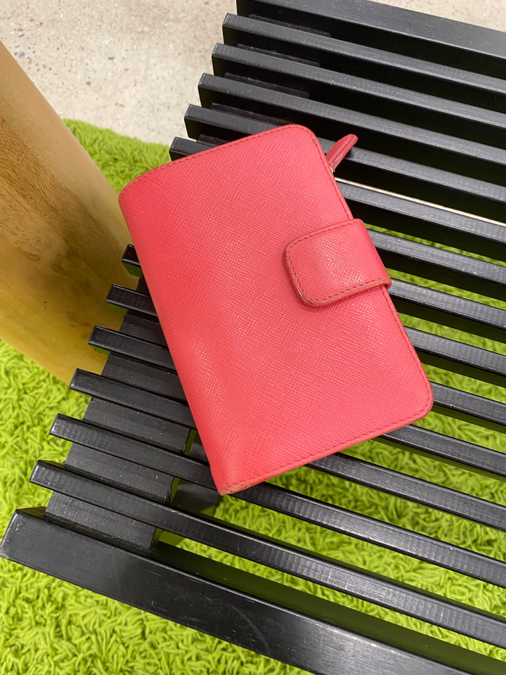 Prada Pink Saffiano Compact Wallet (8521)