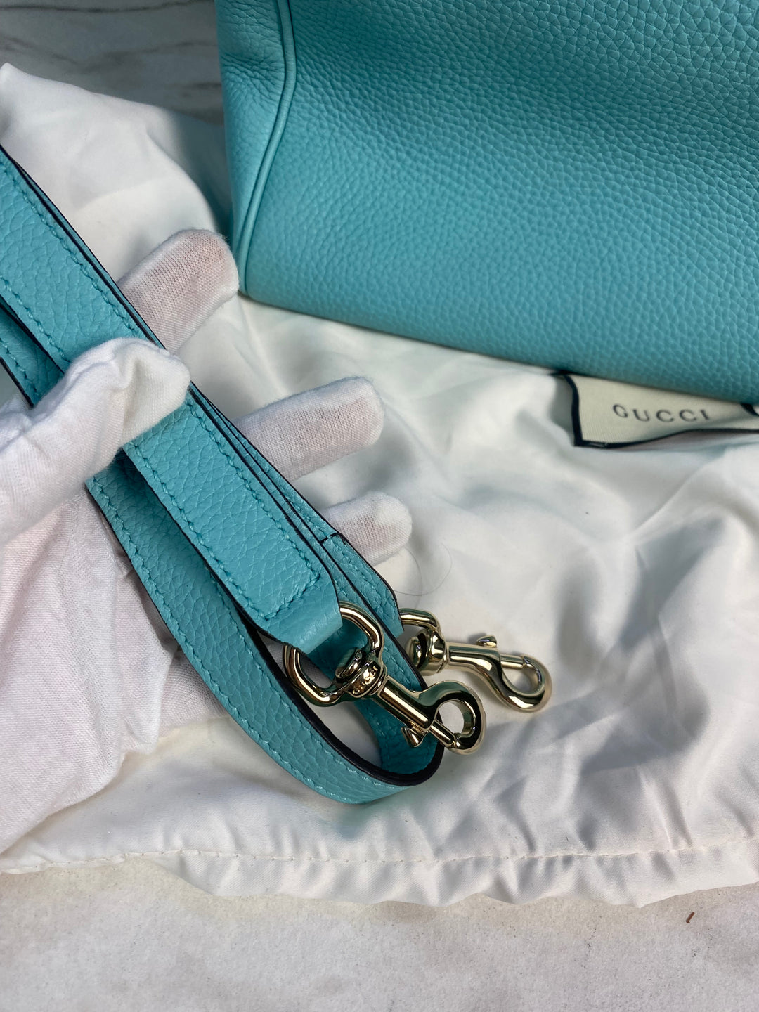 Gucci Pebbled Leather Bamboo Shopper Tote (HP01)