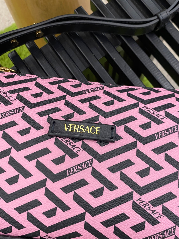 Versace Pink and Black La Greca Shoulder Bag (0731)
