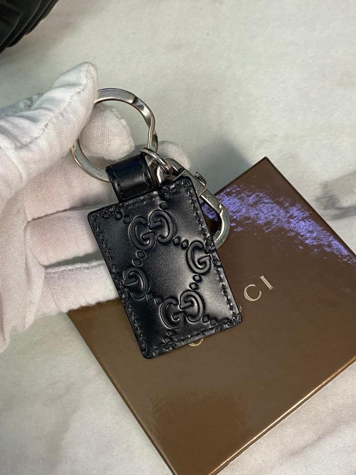 Gucci Black Guccissima Keychain Charm (0241)