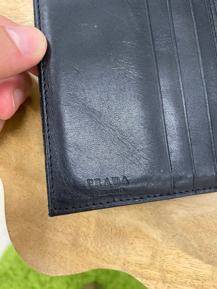 Prada Grey Felt Compact Wallet (9617)