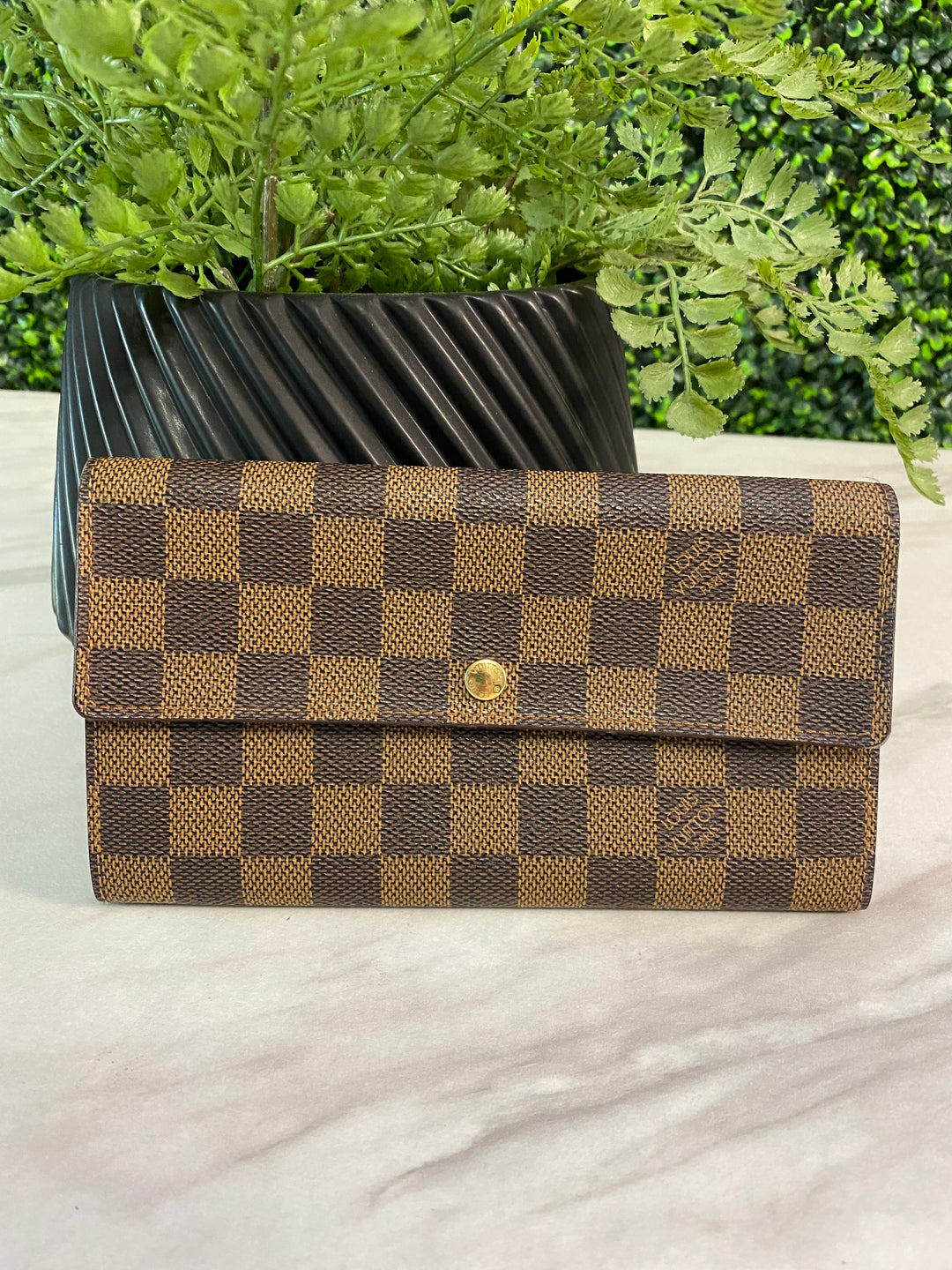 Louis Vuitton Damier Ebene Sarah Long Wallet (438)