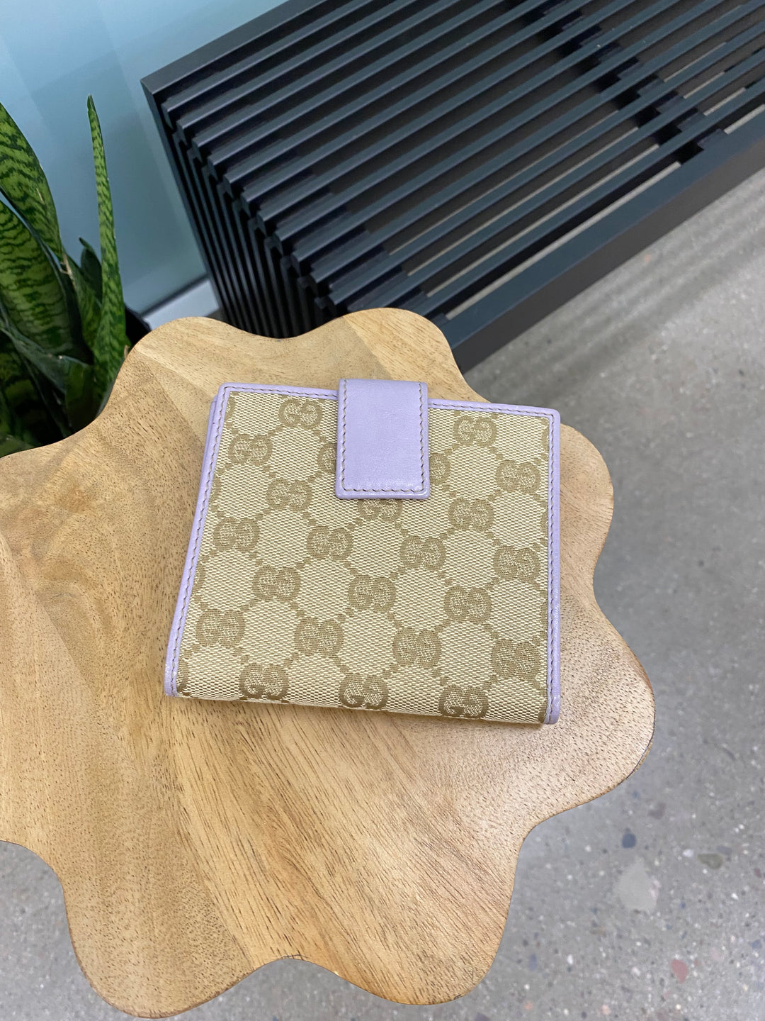 Gucci GG Canvas and Lavender Compact Wallet (5012)