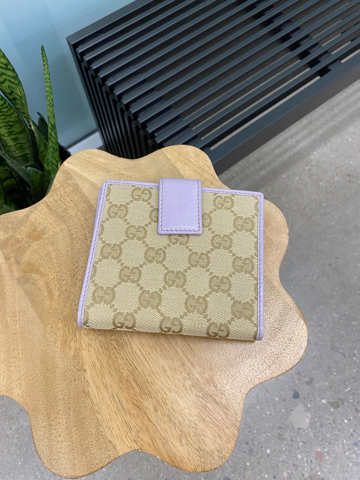 Gucci GG Canvas and Lavender Compact Wallet (5012)