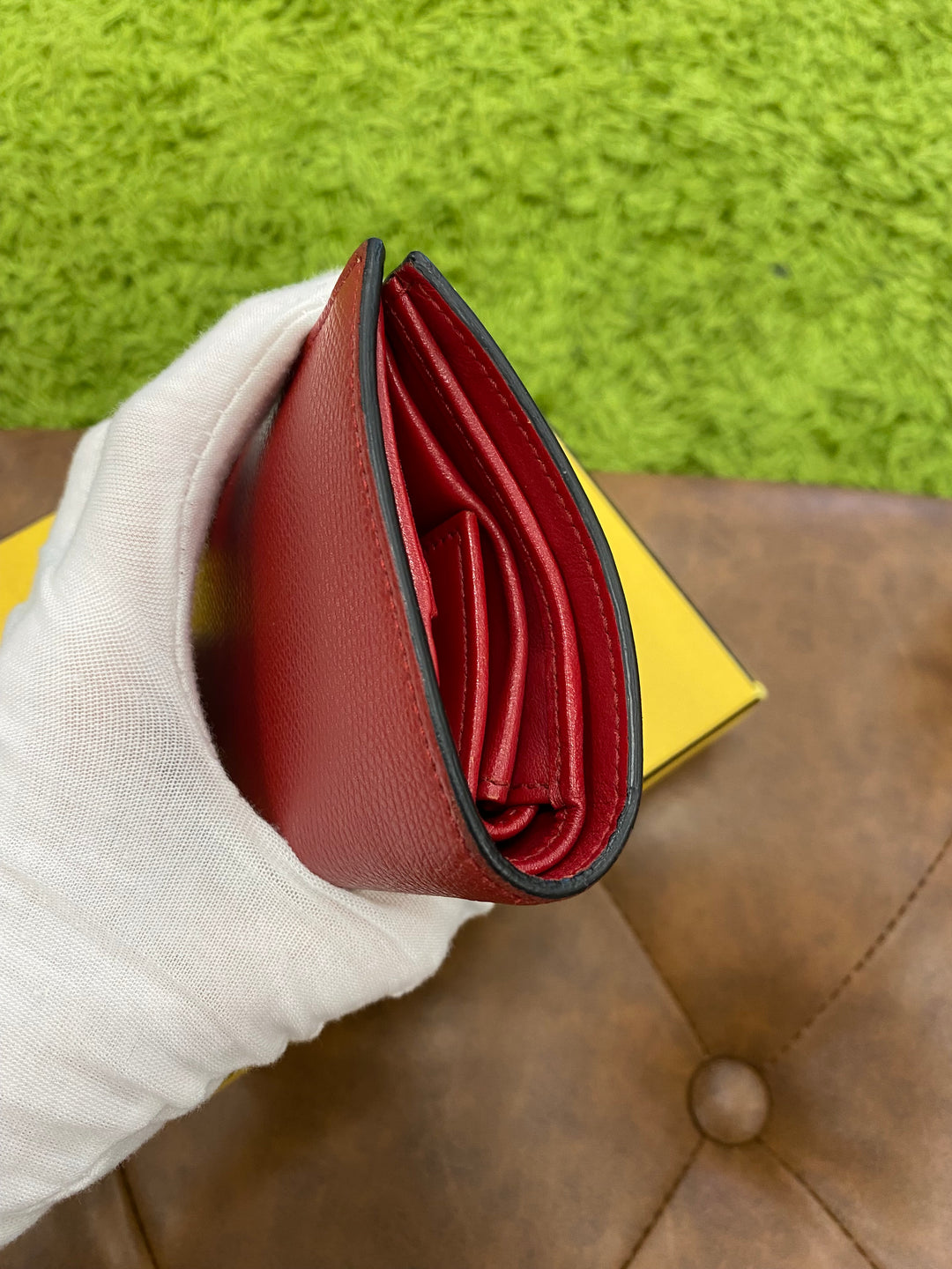 Fendi Red Leather Compact Wallet (9564)