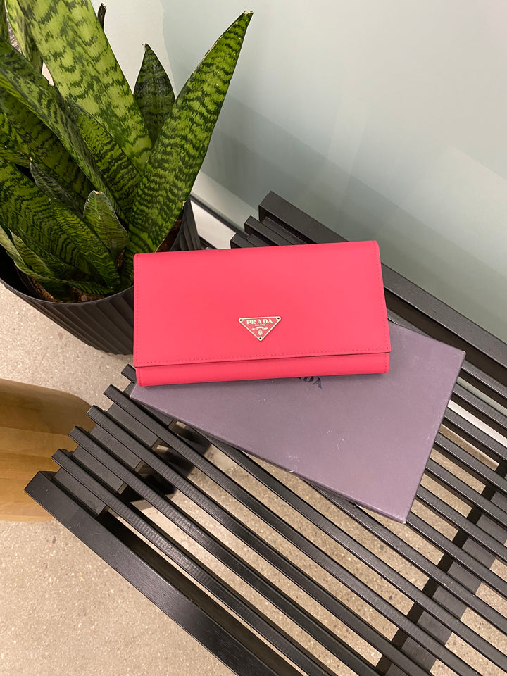 Prada Fuchsia Nylon Long Wallet (5077)
