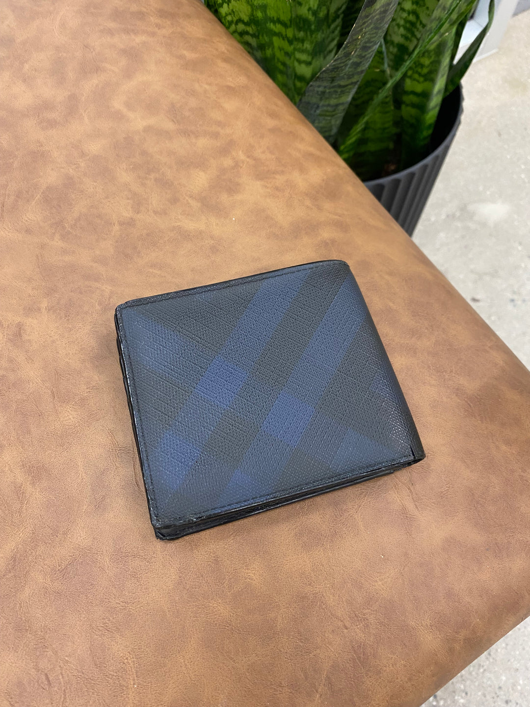 Burberry Black and Blue Check Billfold Wallet (4241)