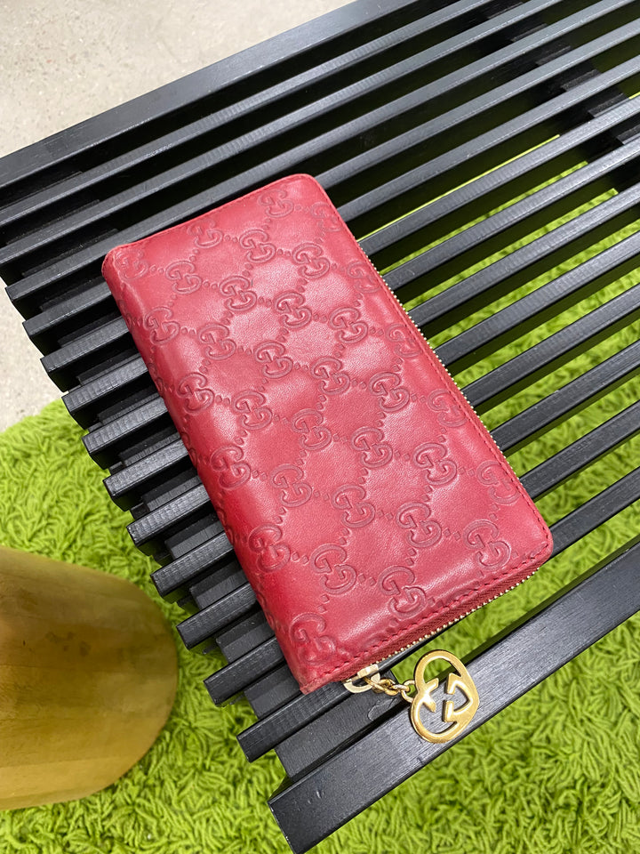 Gucci Red Guccissima Zippy Wallet (7936)
