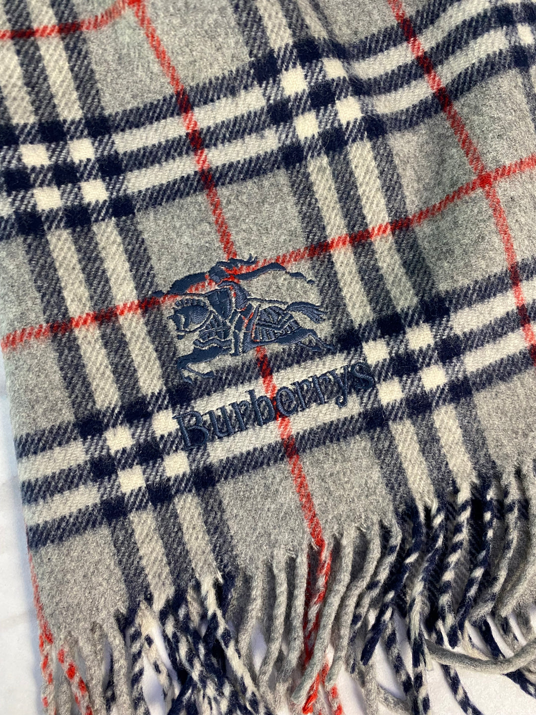 Burberry Grey Check Wool Scarf (8861)
