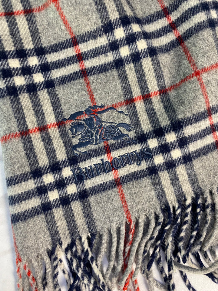 Burberry Grey Check Wool Scarf (8861)
