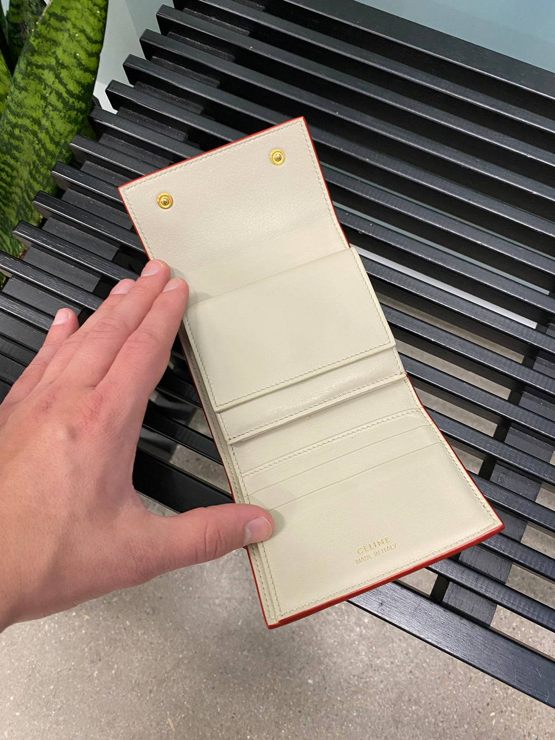 Celine Red Leather Compact Wallet (8509)