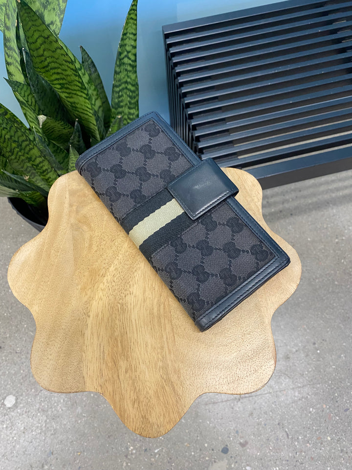 Gucci Black GG Canvas Long Wallet (8391)