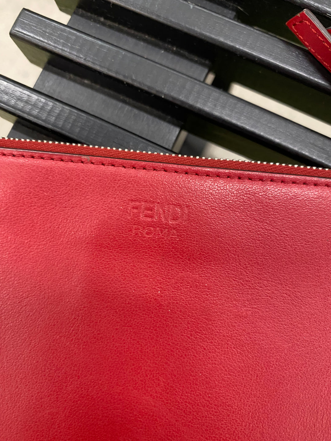 Fendi Red Leather "YES" Pouch (4137)