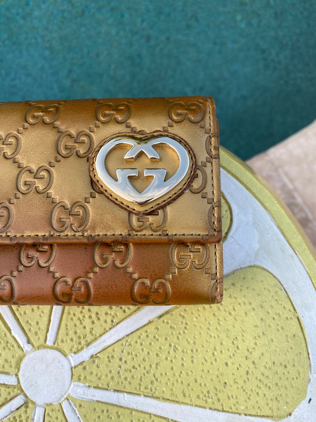 Gucci Gold Guccissima Heart Long Wallet (3867)