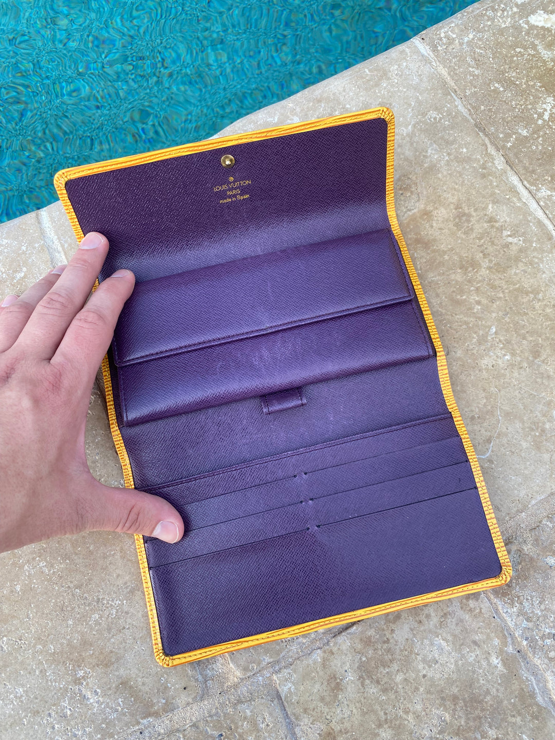 Louis Vuitton Yellow Epi International Long Wallet (9148)