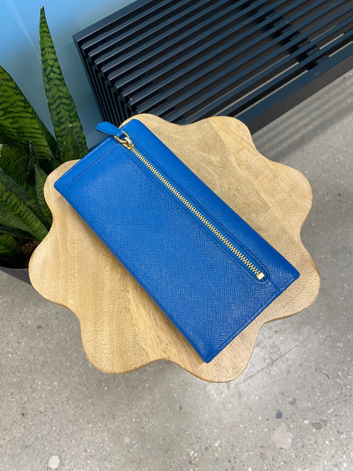 Prada Cobalt Saffiano Bow Long Wallet (6550)
