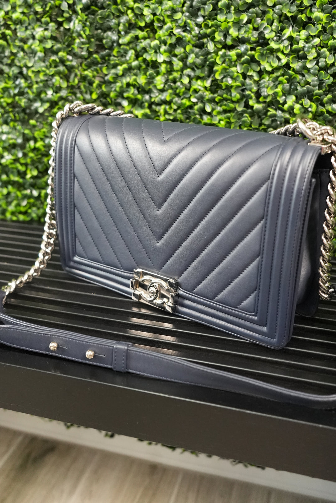 Chanel Navy Lambskin Boy Bag