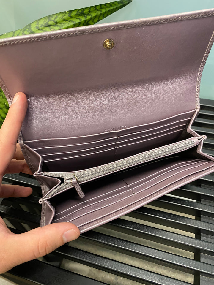 Gucci Metallic Lavender Guccissima Heart Long Wallet (3033)