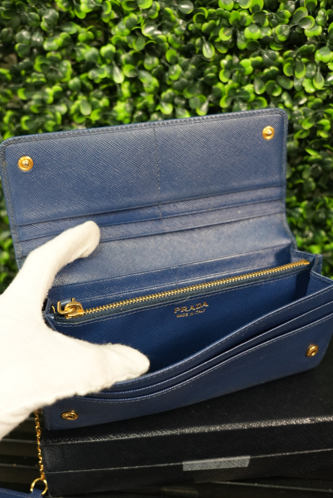 Prada Blue Saffiano Long Wallet (602)