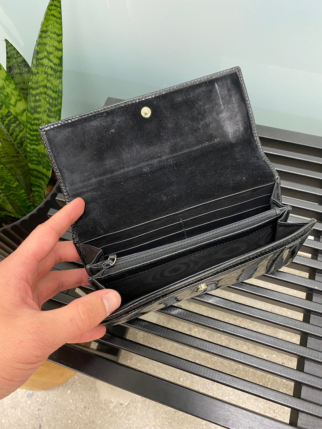 Gucci Black Patent Micro Guccissima Long Wallet (3027)