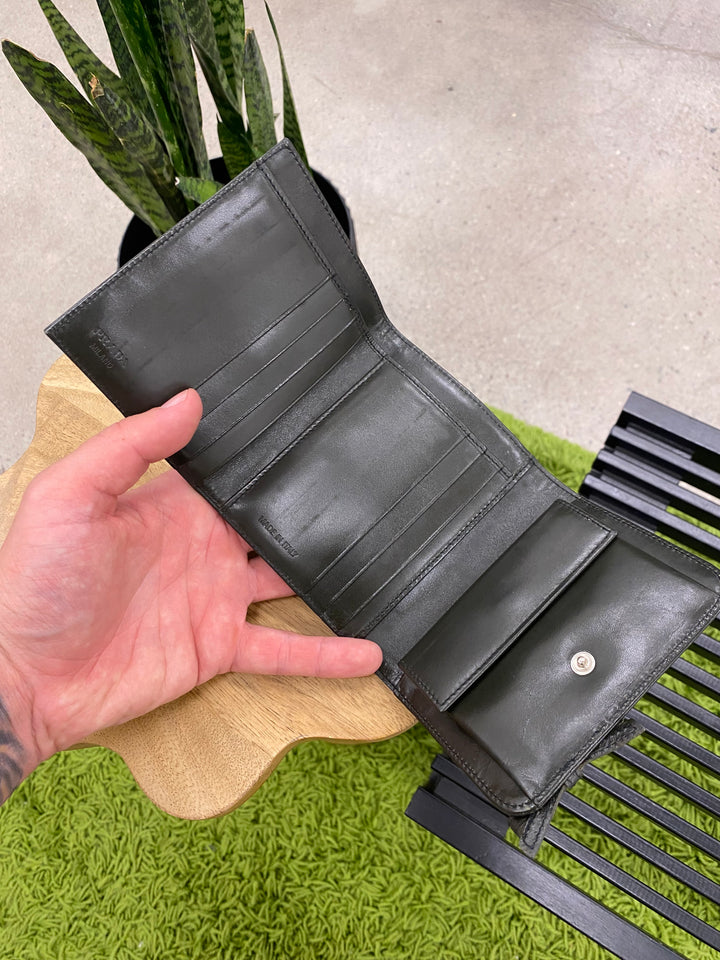 Prada Black Nylon Compact Wallet (8783)