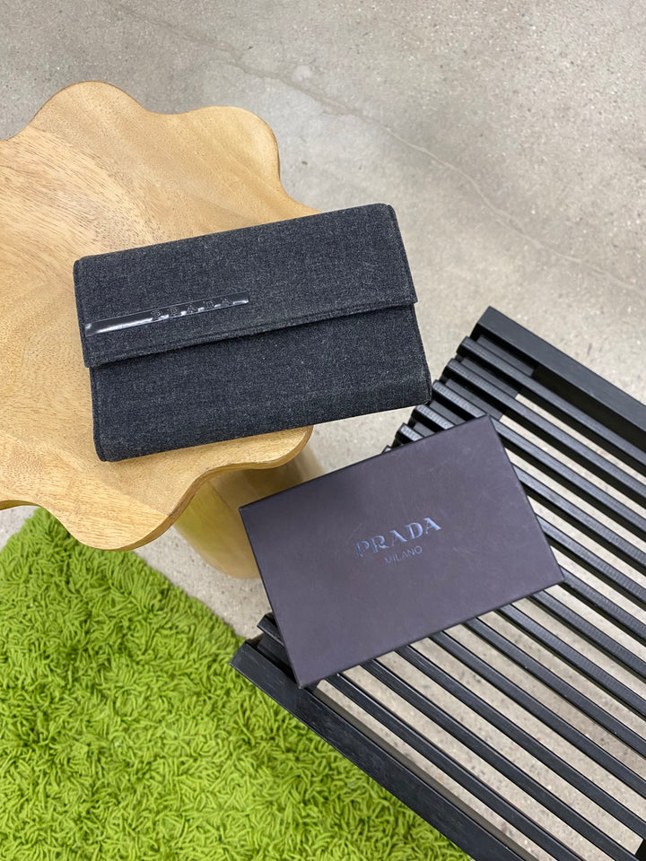 Prada Grey Felt Compact Wallet (9617)