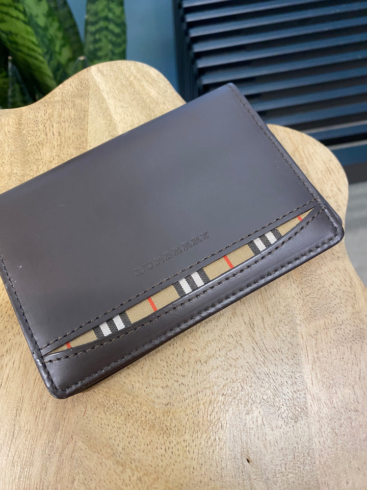 Burberry Brown Leather and Novacheck Card Holder (9950)