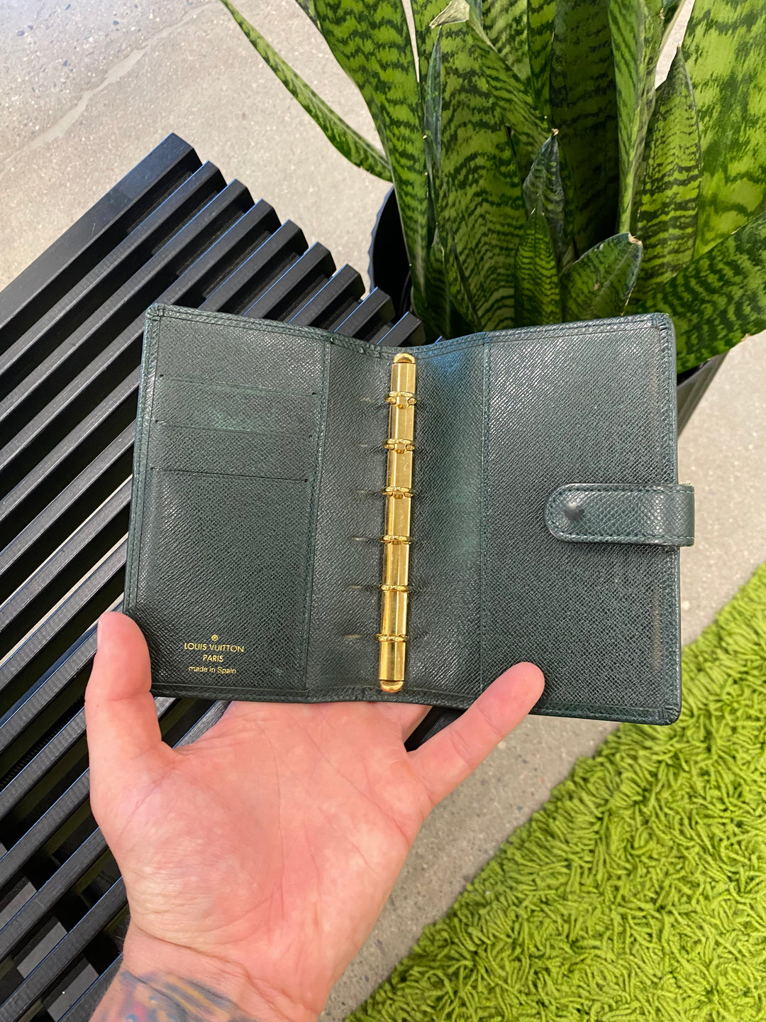 Louis Vuitton Green Taiga Leather Agenda PM (9599)