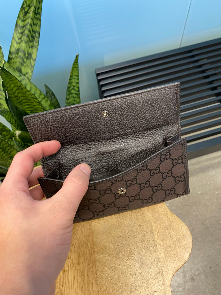 Gucci Brown GG Canvas Long Wallet (1787)