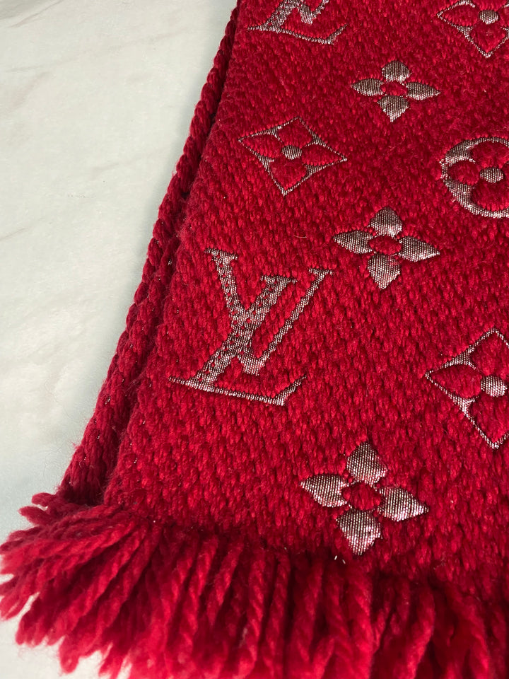 Louis Vuitton Red Logomania Wool Scarf (2738)