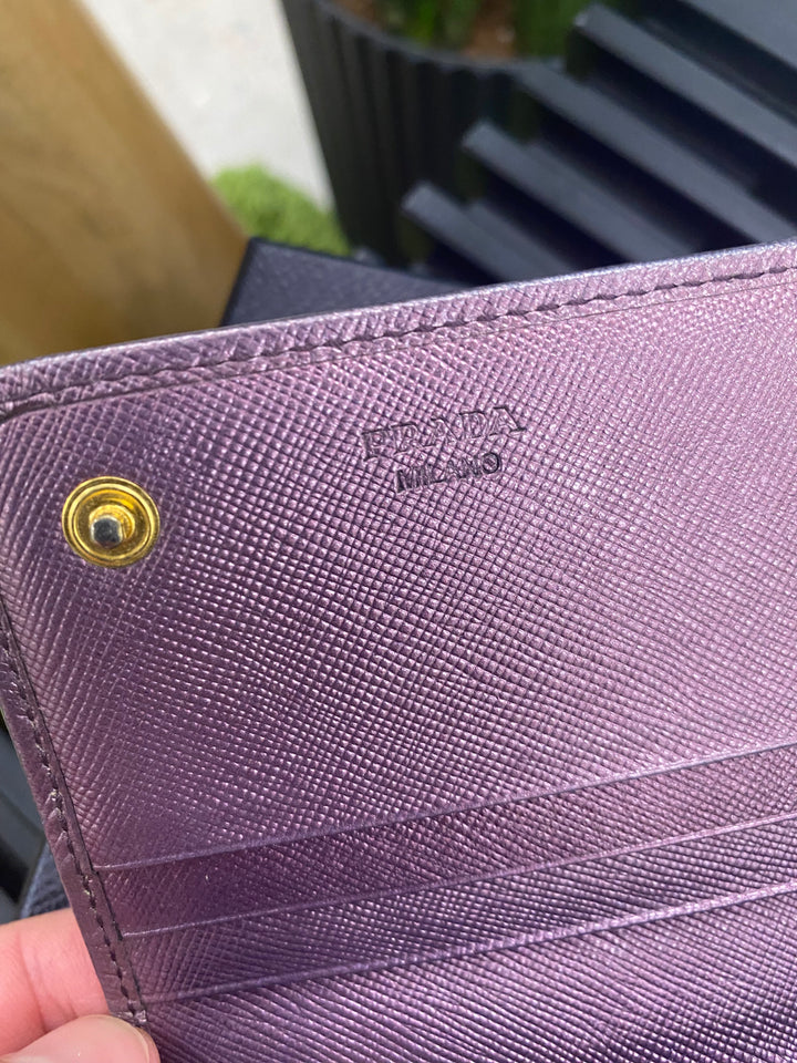 Prada Purple Saffiano Long Wallet (8878)