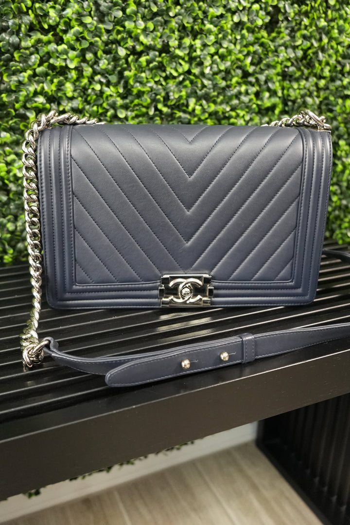 Chanel Navy Lambskin Boy Bag