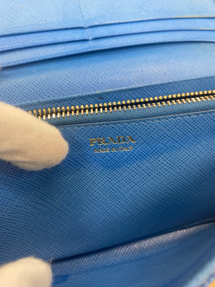 Prada Blue Saffiano Long Wallet (6790)