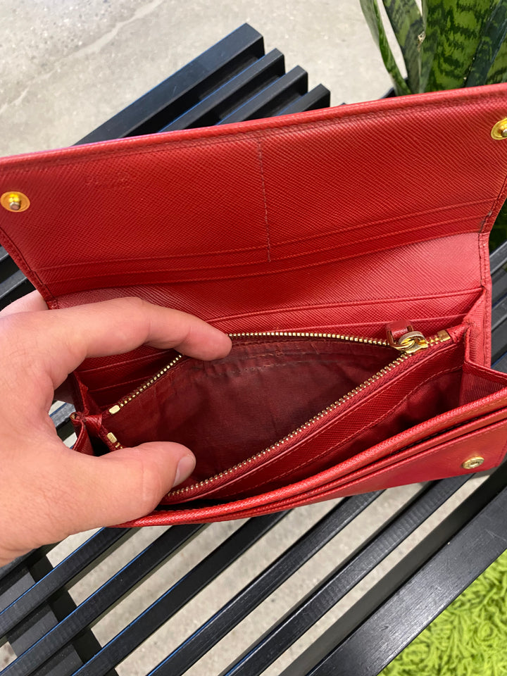 Prada Pink Saffiano Bow Long Wallet (5919)